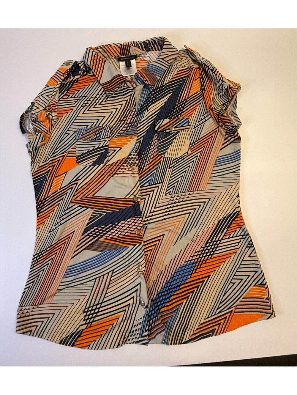 BCBGMaxAzria Shirt Womens Medium Geometric Button Down